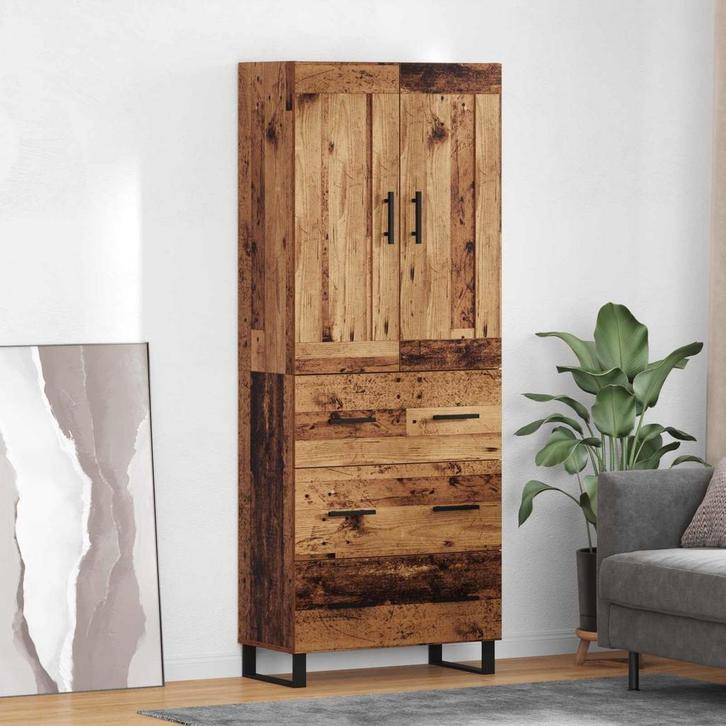 vidaXL Highboard Oudhout 69,5 x 34 x 180 cm Bewerkt hout, Huis en Inrichting, Kasten | Dressoirs, Nieuw, Verzenden