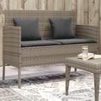 vidaXL Tuinbank met kussens poly rattan grijs, Tuin en Terras, Verzenden, Nieuw