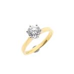 Gouden solitair ring met zirconia (gouden ring, geelgoud), Handtassen en Accessoires, Ringen, Gebruikt, Overige kleuren, Ophalen of Verzenden