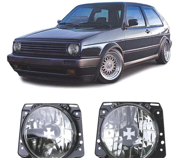 Phares Antibrouillard Vw Golf 2 83-91 Iron Cross Noir Fumé, Auto-onderdelen, Verlichting, Verzenden