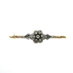 Victoriaanse gouden broche met diamant; 0,27 ct. | Antiek, Ophalen of Verzenden