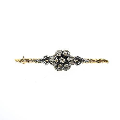 Victoriaanse gouden broche met diamant; 0,27 ct. | Antiek, Handtassen en Accessoires, Broches, Overige kleuren, Gebruikt, Met edelsteen