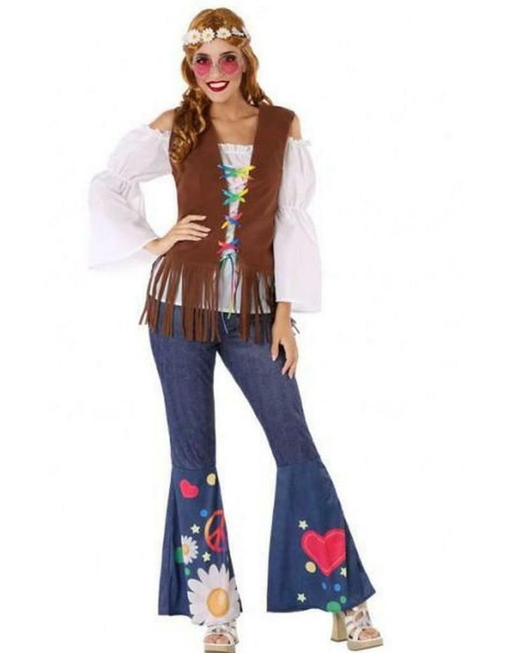 Hippie dames kostuum, Hobby en Vrije tijd, Feestartikelen, Ophalen of Verzenden