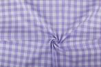 Ruitjesstof lila wit geruit - 18mm geruit, 120 cm of meer, Paars, Ophalen of Verzenden, Katoen