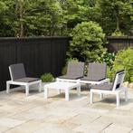 vidaXL 4-delige Loungeset met kussens kunststof wit, Tuin en Terras, Tuinsets en Loungesets, Verzenden, Nieuw, Loungeset