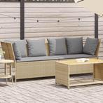 vidaXL Tuinbank met kussens poly rattan beige, Verzenden