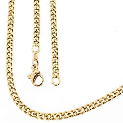 Gouden gourmetschakel ketting | 52 cm (unisex) (unisex), Handtassen en Accessoires, Kettingen, Overige kleuren, Gebruikt, Goud