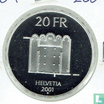 Zwitserland 20 franc 2001 (PROOF) Abbey of Müstair, Postzegels en Munten, Munten | Europa | Niet-Euromunten, Losse munt, Goud