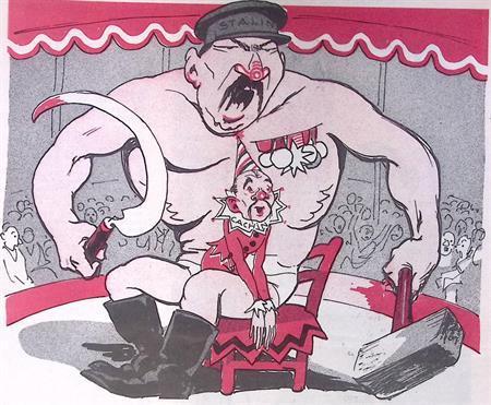 Marcel Cachin op schoot bij Stalin op spotprent (Lithos), Antiek en Kunst, Kunst | Litho's en Zeefdrukken, Verzenden