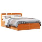 vidaXL Bedframe met hoofdbord massief grenenhout wasbruin, Verzenden