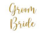 Gouden Glasstickers Groom & Bride, Verzenden, Nieuw