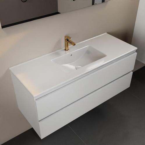 MONDIAZ AIVY 120cm badmeubel Talc, wastafel glanzend wit, Doe-het-zelf en Bouw, Sanitair, Overige typen, Nieuw, Ophalen of Verzenden