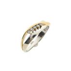 Bicolor gouden ring met zirconia (witgoud) (witgoud), Handtassen en Accessoires, Ringen, 18 tot 19, Gebruikt, Overige kleuren