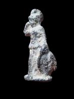 Oud-Romeins Very Rare Lead Statue of Athena Holding Shield