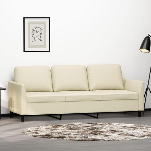 vidaXL Driezitsbank 180 cm kunstleer crèmekleurig, Huis en Inrichting, Zetels | Zetels, Nieuw, Verzenden