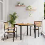 vidaXL 3-delige tuinset Zwart Poly Rattan Acacia, Tuin en Terras, Tuinstoelen, Verzenden, Nieuw