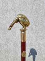 Wandelstok - Brons, Hout - Duikende man