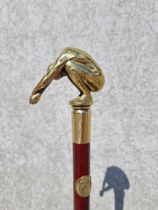 Wandelstok - Brons, Hout - Duikende man, Antiek en Kunst, Kunst | Designobjecten