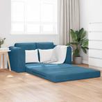 vidaXL Vloerbank Bed 2-in-1 Blauw 148x71x83 cm Velvet, Huis en Inrichting, Verzenden, Nieuw