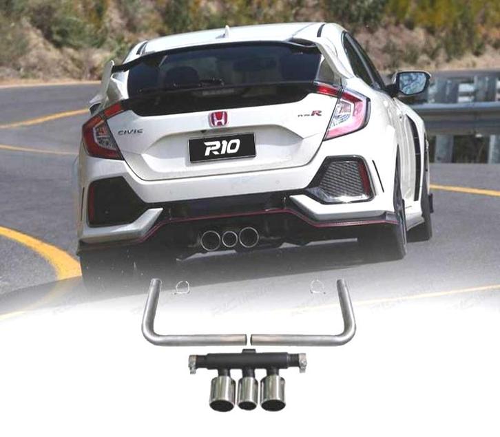 EMBOUTS DÉCHAPPEMENTS HONDA CIVIC 16- LOOK TYPE R CHROMÉ, Auto-onderdelen, Uitlaatsystemen, Verzenden