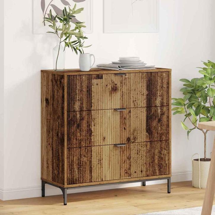vidaXL Dressoir met lade Oud hout 79.5 x 33 x 82 cm Bewerkt, Huis en Inrichting, Kasten | Dressoirs, Nieuw, Verzenden