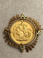 Broche - 18 carats Or jaune Émeraude