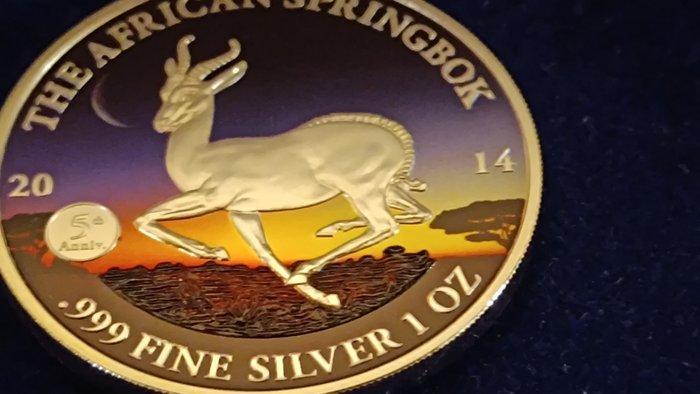 Centraal-Afrika. 1000 Francs Gabon, Springbok 2014 Argent, Timbres & Monnaies, Monnaies | Europe | Monnaies non-euro