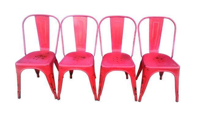 Stoel (4) - IJzer, Industriële - Set van vier vintage, Antiek en Kunst, Antiek | Wandborden en Tegels
