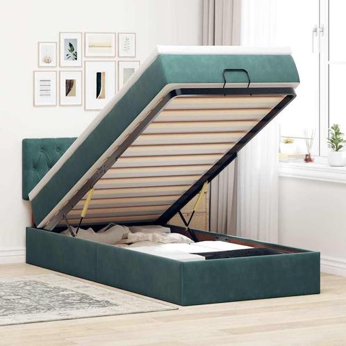 vidaXL Bed poef met matras en LEDs 90x200 cm fluweel, Huis en Inrichting, Slaapkamer | Bedden, Nieuw, Verzenden