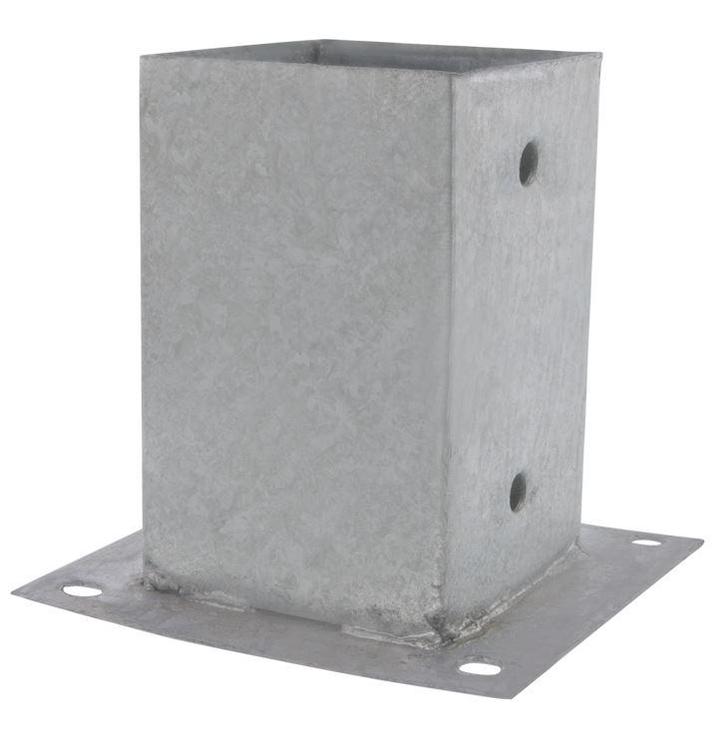 Starx Paalhouder op plaat 92x92 mm verzinkt, Doe-het-zelf en Bouw, Hang- en Sluitwerk, Klink of Kruk, Nieuw, Overige materialen