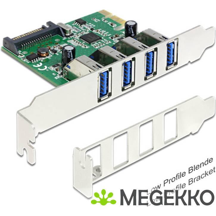 Delock 89360 PCI Express x1-kaart naar 4 x externe USB, Computers en Software, USB Sticks, Nieuw, Verzenden