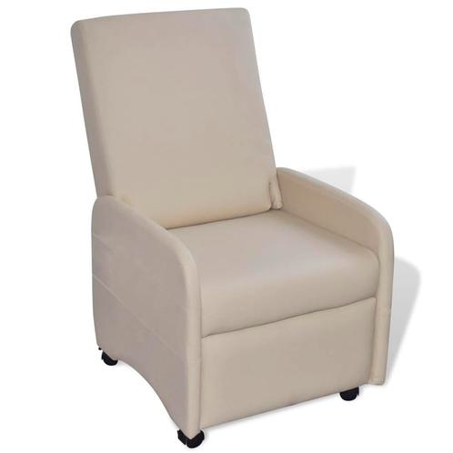 vidaXL Fauteuil pliable crème similicuir, Maison & Meubles, Fauteuils, Neuf, Envoi