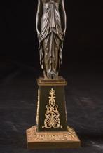 Kandelaar Caryatides (2) - Gepatineerd brons, Verguld brons, Antiek en Kunst