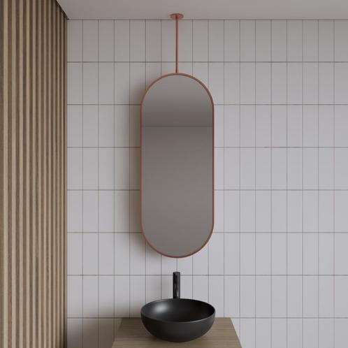 Spiegel Gliss Halo 90x40 Cm Koper Met Plafondbevestiging, Doe-het-zelf en Bouw, Sanitair, Bad, Nieuw, Ophalen of Verzenden