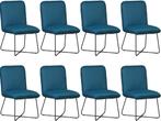 Set van 8 Blauwe leren industriële design eetkamerstoelen -, Nieuw, Vijf, Zes of meer stoelen, Modern, Leer