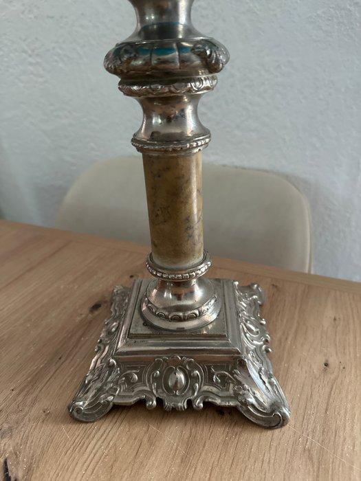 Olielamp - Staal - Glazen petroleumlamp, Antiek en Kunst, Curiosa en Brocante