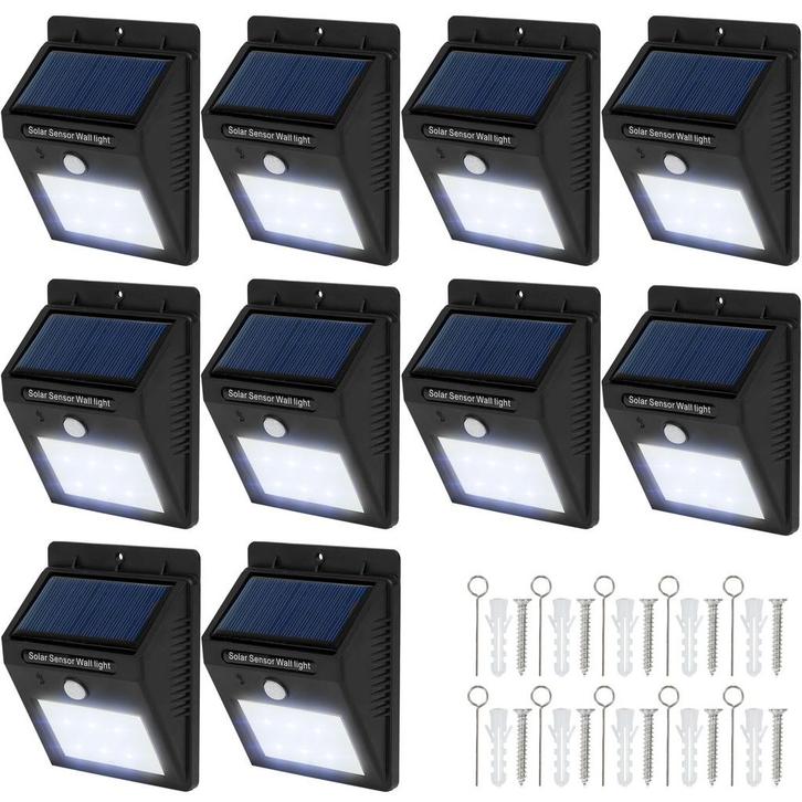 tectake 10 LED solar tuinlampen met bewegingssensor - zwart, Tuin en Terras, Overige Tuin en Terras, Verzenden