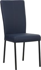 Blauwe leren moderne eetkamerstoel - poot vierkant zwart -, Huis en Inrichting, Stoelen, Overige kleuren, Nieuw, Leer, Ophalen of Verzenden