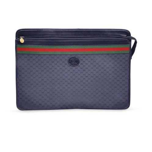 Gucci - Vintage Black Monogram Canvas Portfolio Document, Antiquités & Art, Tapis & Textile