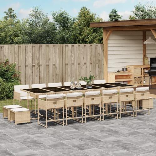 vidaXL Ensemble à manger de jardin et coussins 17 pcs, Jardin & Terrasse, Ensembles de jardin, Neuf, Envoi