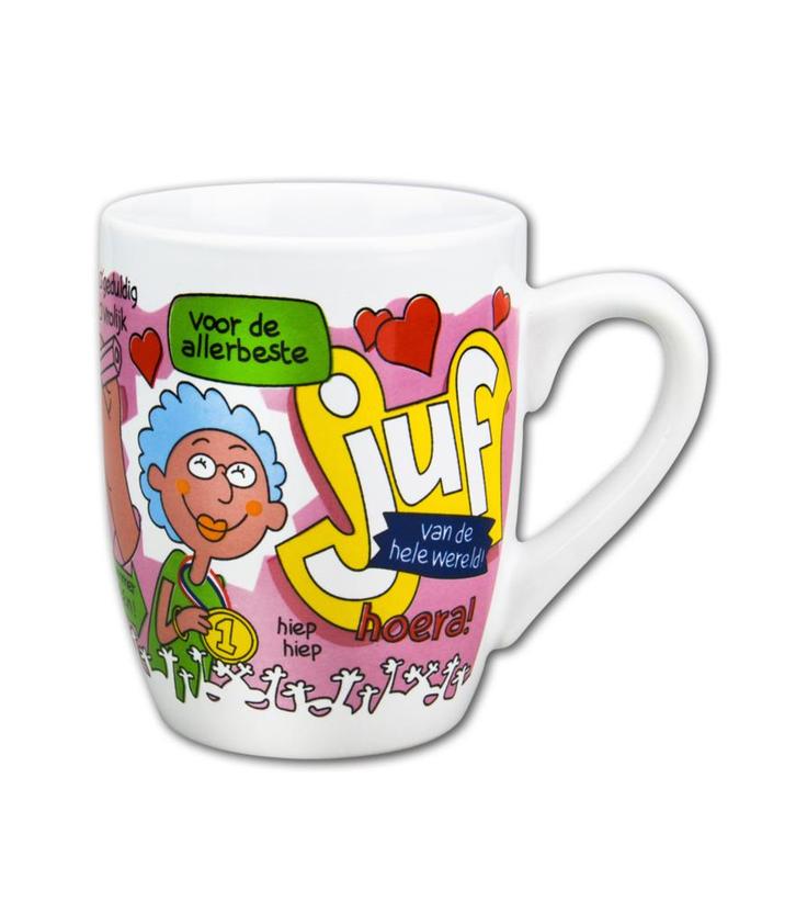 Mok Juf 12cm, Hobby en Vrije tijd, Feestartikelen, Nieuw, Verzenden