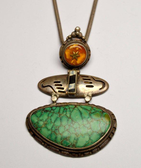 Zonder minimumprijs - Halsketting 925 zilver - blauwe, Bijoux, Sacs & Beauté, Colliers