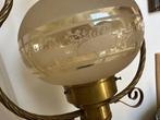 Lampe à suspendre - Laiton doré, Opaline - Lustre ancien, Antiquités & Art, Curiosités & Brocante