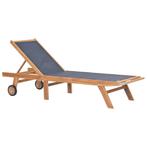 vidaXL Chaise longue pliable avec roulettes Teck massif, Jardin & Terrasse, Verzenden, Neuf