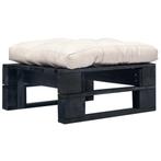 vidaXL Tuinpoef met zandkleurig kussen pallet hout zwart, Tuin en Terras, Verzenden, Nieuw
