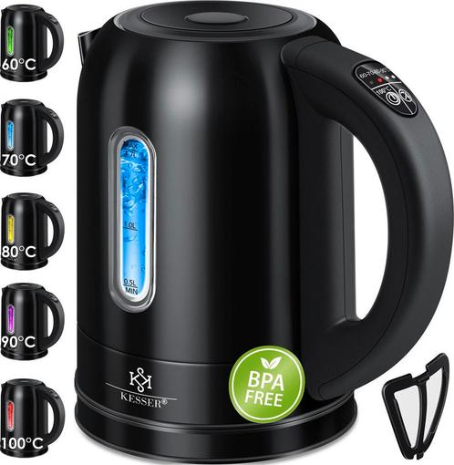 KESSER® RVS Waterkoker - 1,7L - 2200W - Warmhoudfunctie - Zw, Huis en Inrichting, Woonaccessoires | Overige, Verzenden