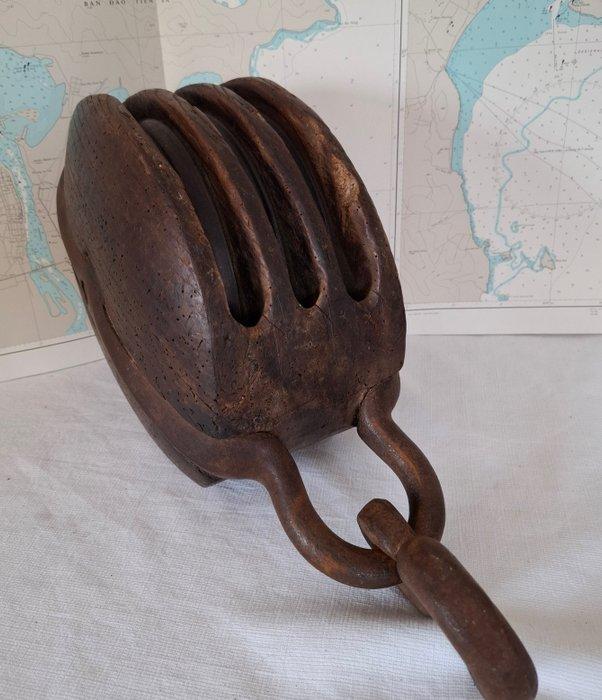 Ship’s pulley - Hout, IJzer, Antiek en Kunst, Curiosa en Brocante