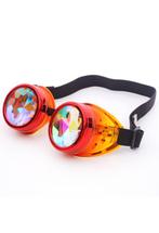 Goggles Steampunk Bril Rood Geel Montuur Caleidoscoop Glazen, Nieuw, Ophalen of Verzenden