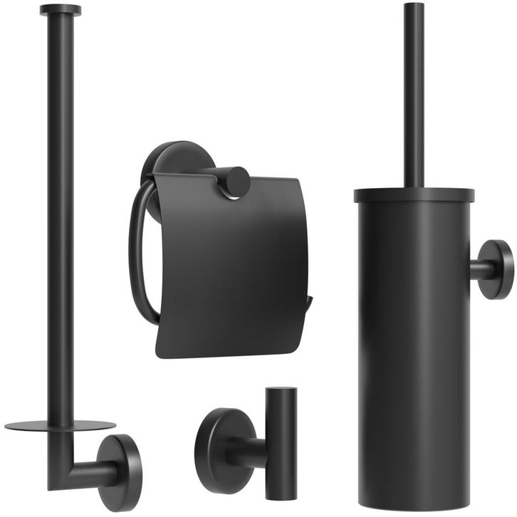 Avalo Toiletaccessoireset Zwart 4-delig, Huis en Inrichting, Badkamer | Badtextiel en Accessoires, Verzenden