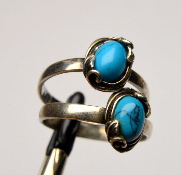 Turquoise - 925 zilver - Set van 2 stuks - Ring, Verzamelen, Mineralen en Fossielen